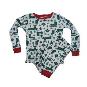 Carters Christmas holiday green white stocking sleigh m pajamas boy girl size 7